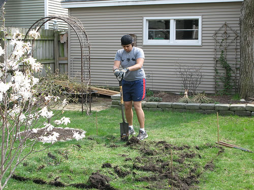 Wood tile patio: before